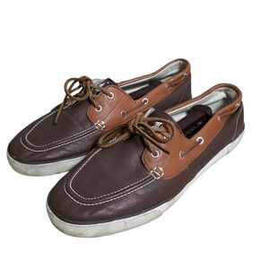 Polo Ralph Lauren Men’s Sander Casual 2-eye Boat Shoes Brown Leather Size 13D